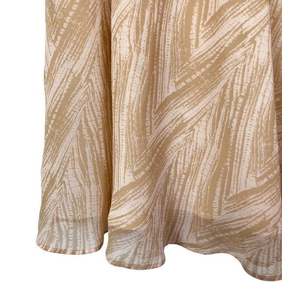 BCBG Paris Womens Tan Side Zip Flare Flutter Fairy Chiffon Knee Length Skirt 10 - Picture 7 of 16